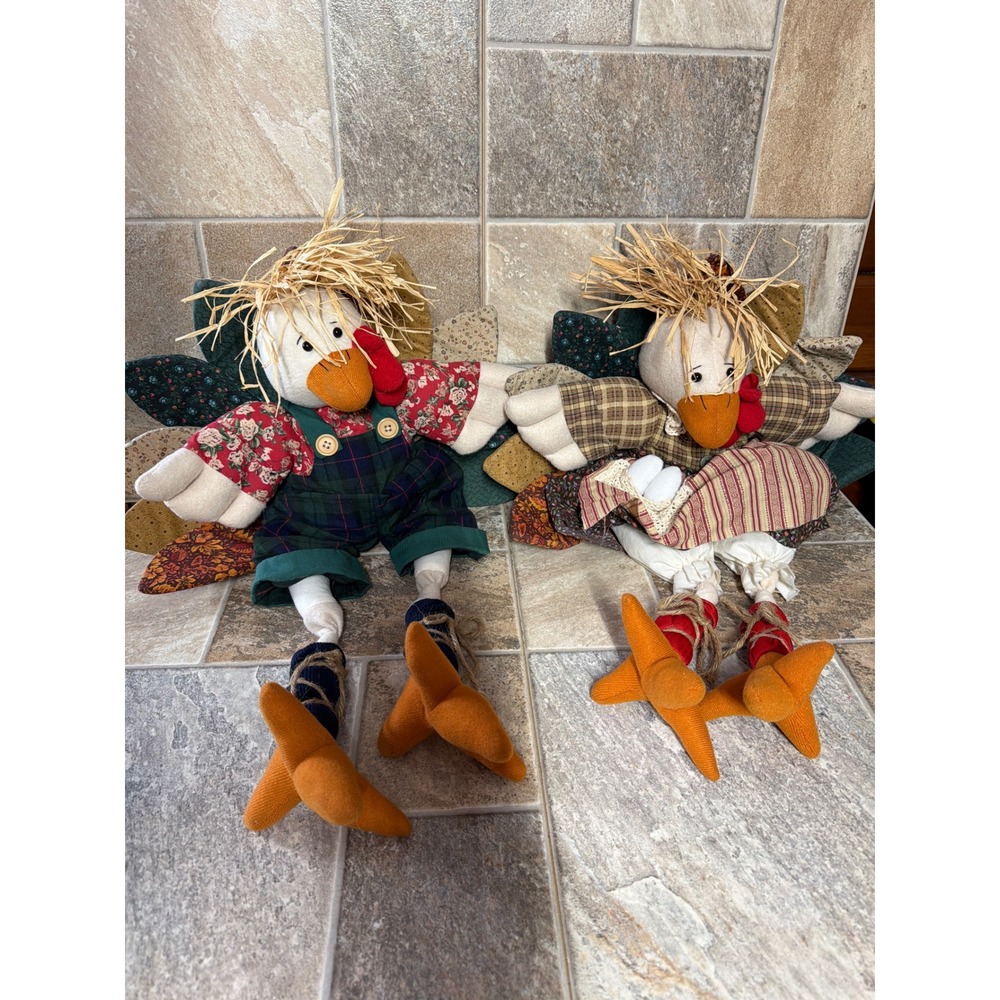 Tender Hearted Collectibles Turkey Couple Shelf Sitter Thanksgiving Decor 2pc